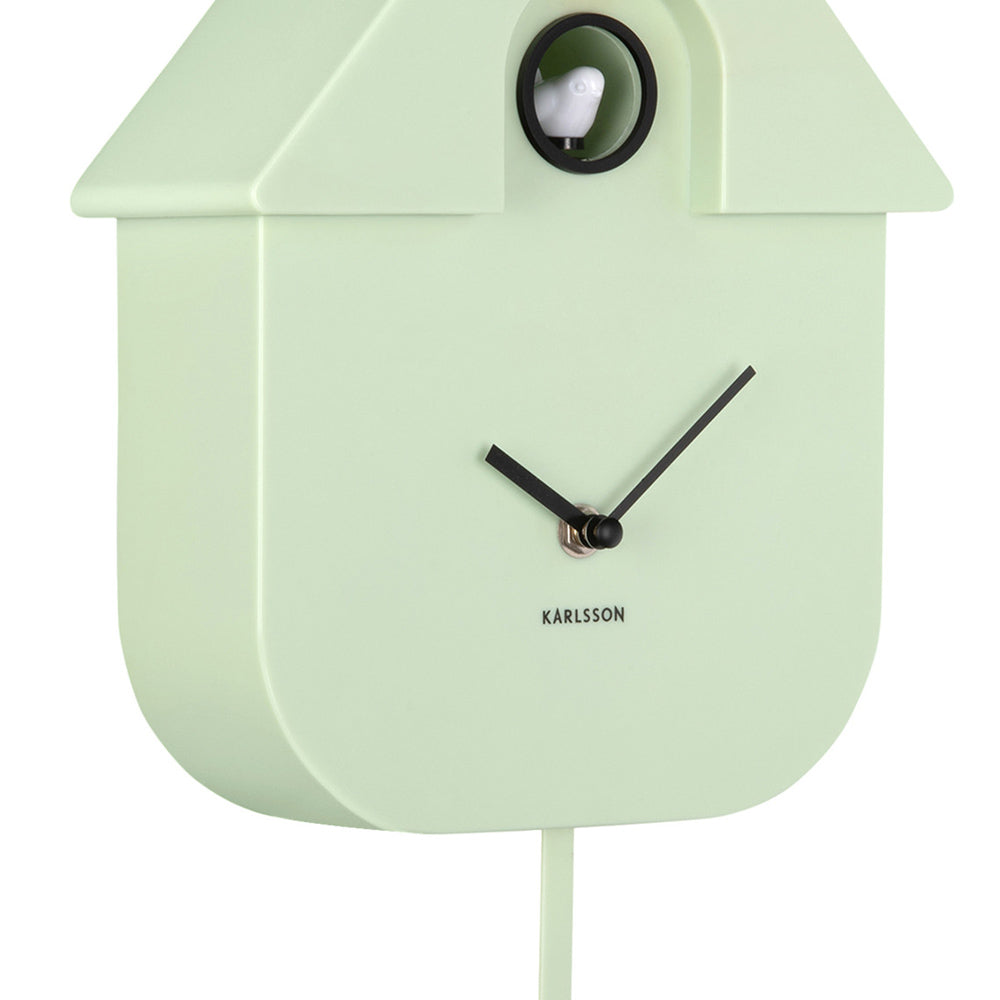 Modern Cuckoo Pendulum Wall Clock - Soft Green