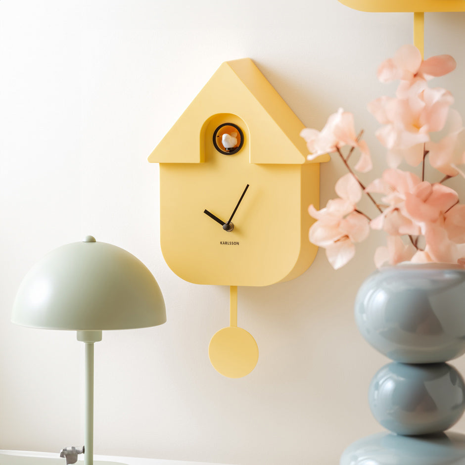 Modern Cuckoo Pendulum Wall Clock - Soft Yellow