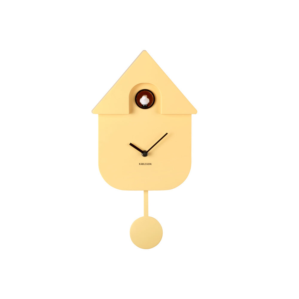Modern Cuckoo Pendulum Wall Clock - Soft Yellow