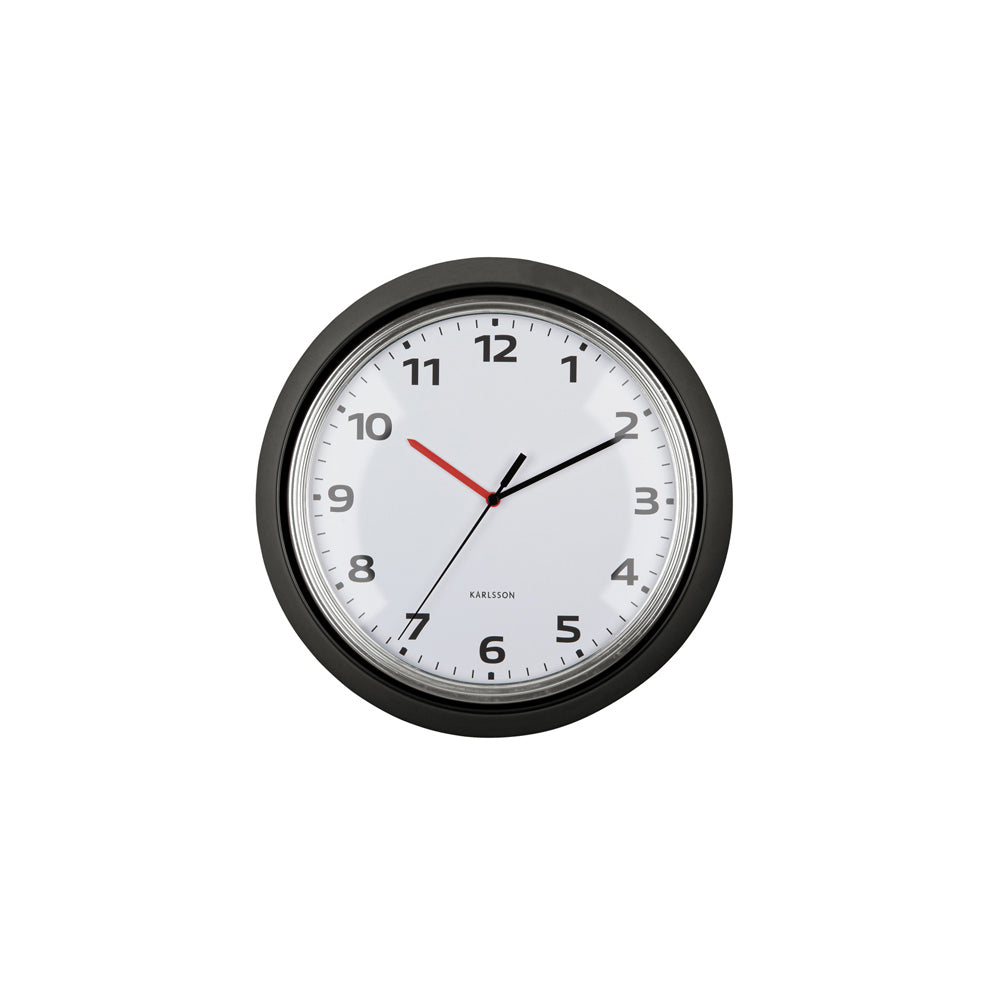 Modern Retro Wall Clock 34cm - Black