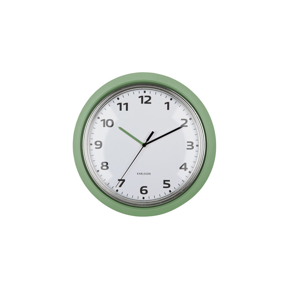 Modern Retro Wall Clock 34cm - Jungle Green