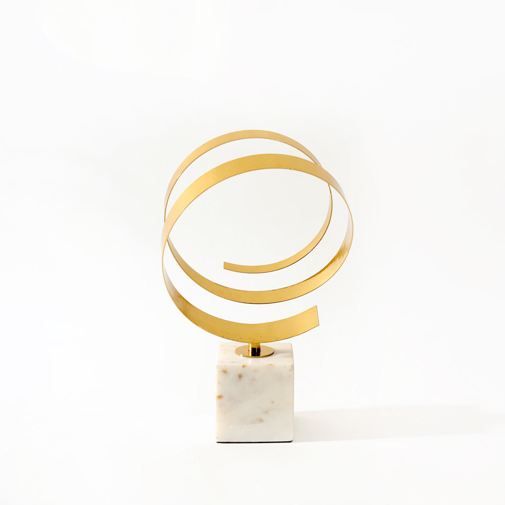 Modus Steel & Marble Sculpture Medium - Gold White