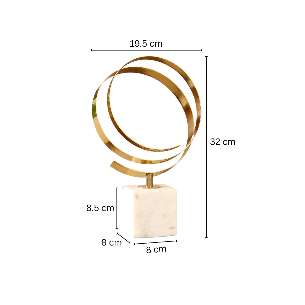 Modus Steel & Marble Sculpture Medium - Gold White