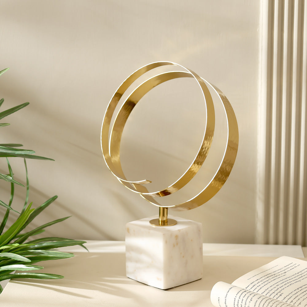 Modus Steel & Marble Sculpture Medium - Gold White