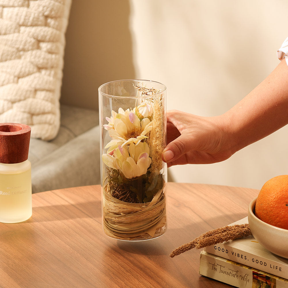 Moira Bouquet in Glass Tube - Yellow