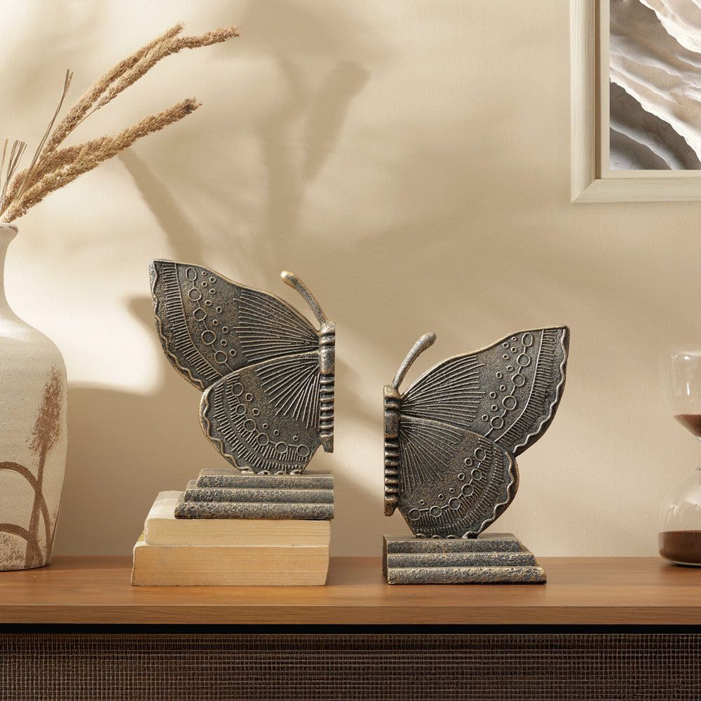 Monarch Bookends, Set of 2 - Antique Gold