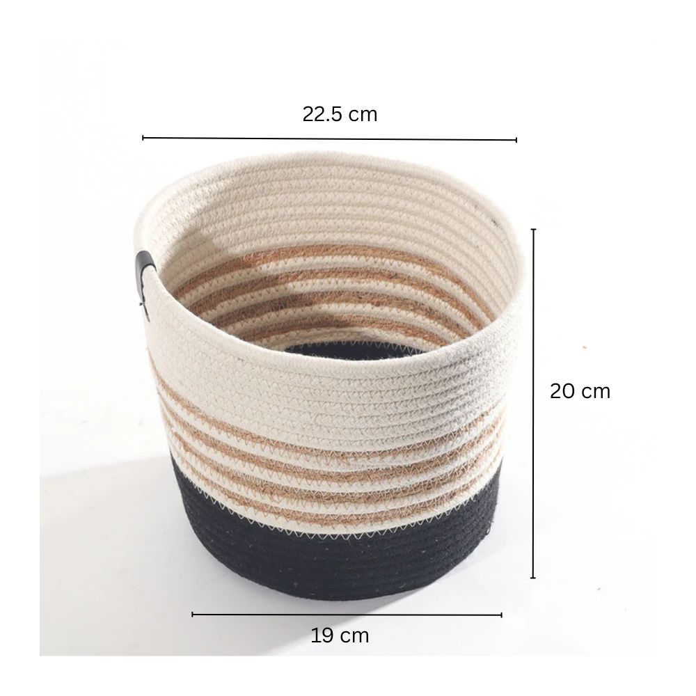 Moonj & Jute Tapered Planter - Natural Black
