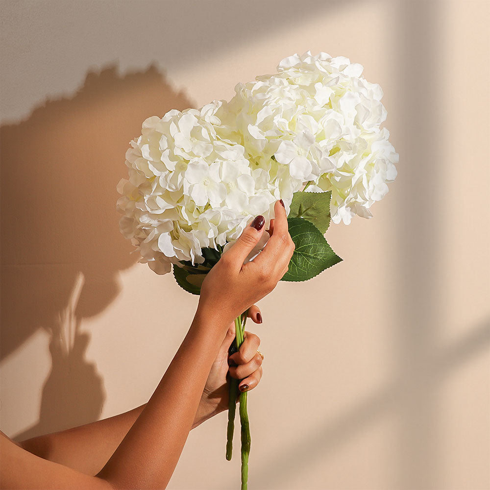 Mophead Hydrangea Faux Bunch, Set of 2 - White