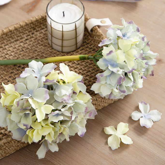 Mophead Hydrangea Faux Stem - Indigo Sunrise