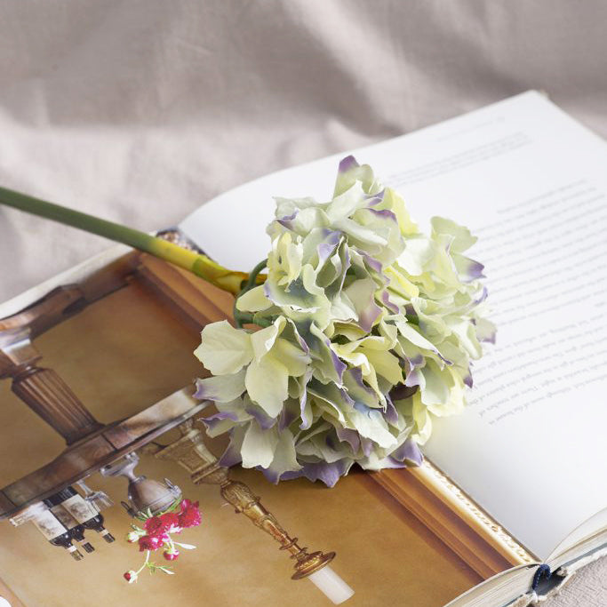 Mophead Hydrangea Faux Stem - Indigo Sunrise