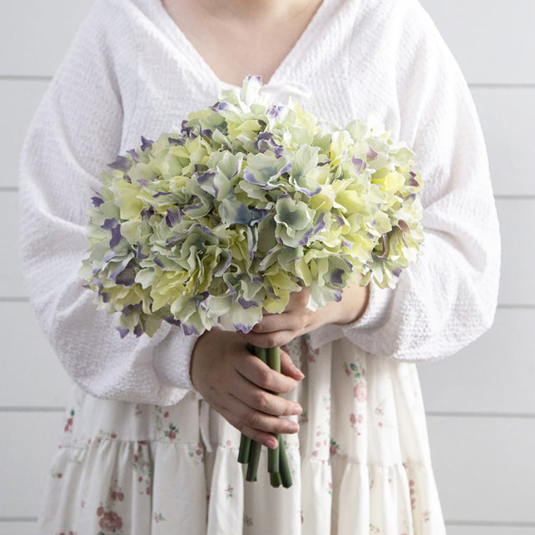 Mophead Hydrangea Faux Stem - Indigo Sunrise