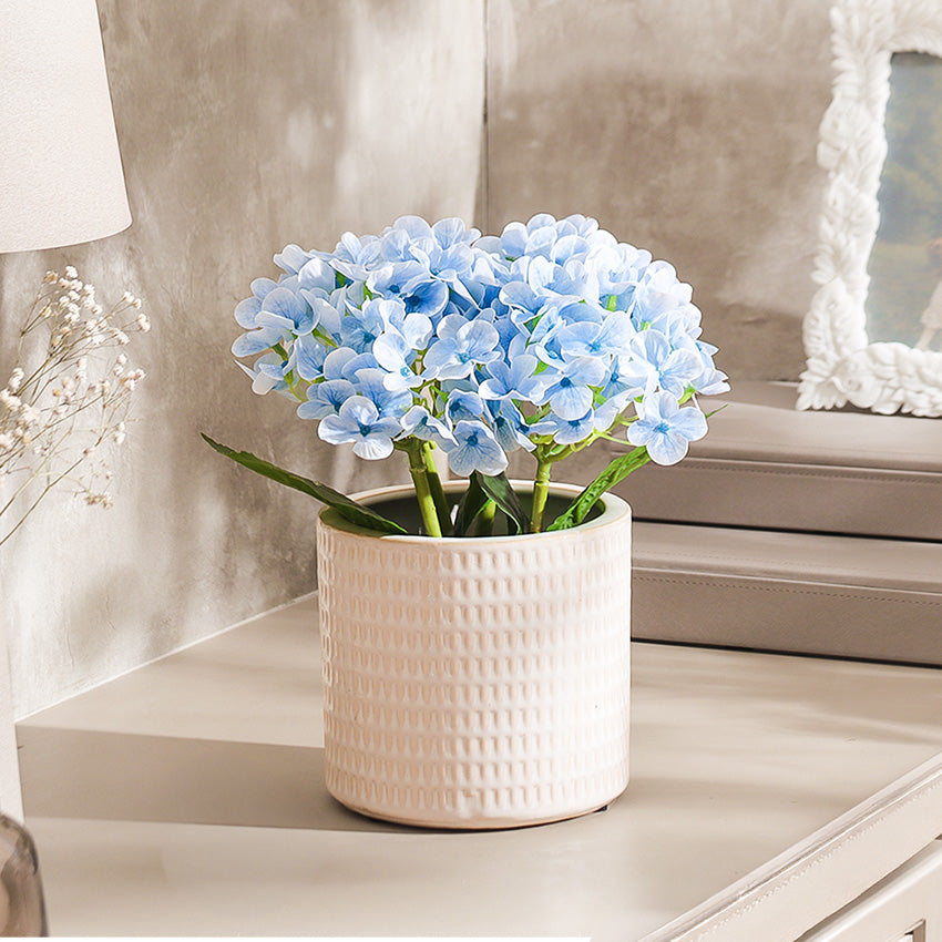 Mophead Hydrangea Faux Stem - Sky Blue