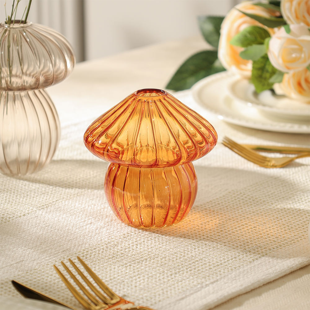 Morel Mushroom Glass Sculpture - Amber