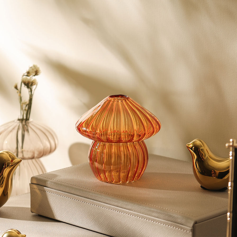 Morel Mushroom Glass Sculpture - Amber