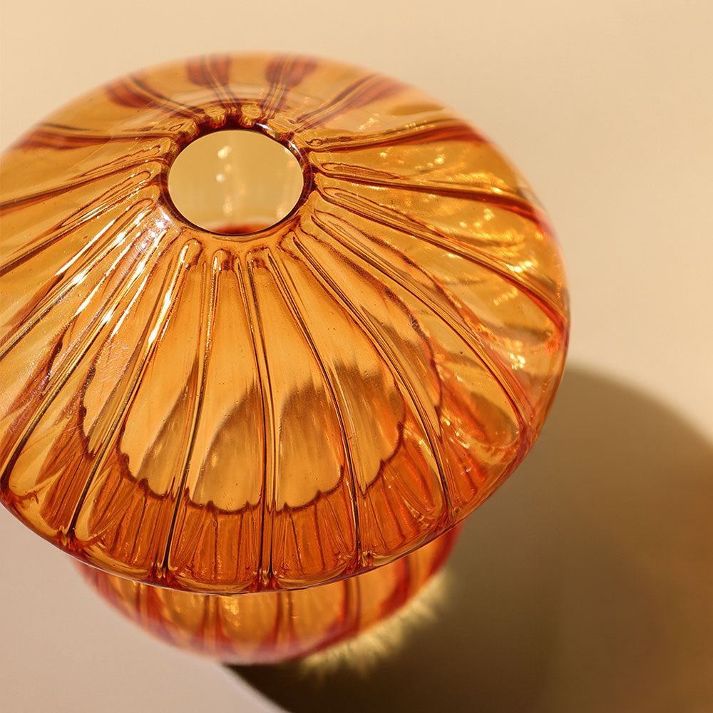 Morel Mushroom Glass Sculpture - Amber