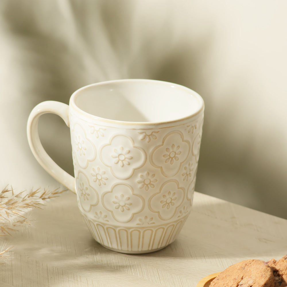 Mosaic Ceramic Coffee Mug - Chiffon White