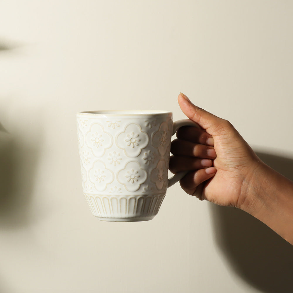 Mosaic Ceramic Coffee Mug - Chiffon White