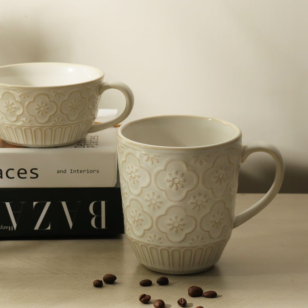 Mosaic Ceramic Coffee Mug - Chiffon White