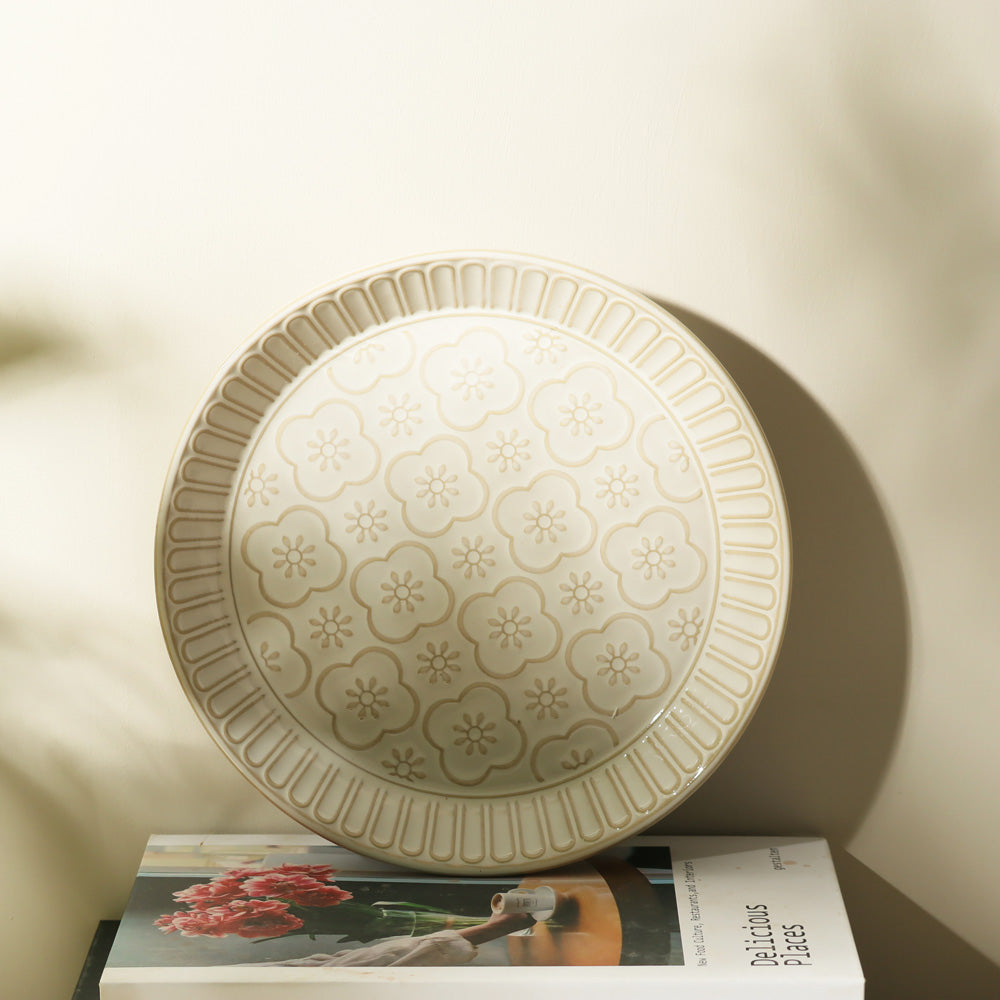 Mosaic Ceramic Medium Plate - Chiffon White