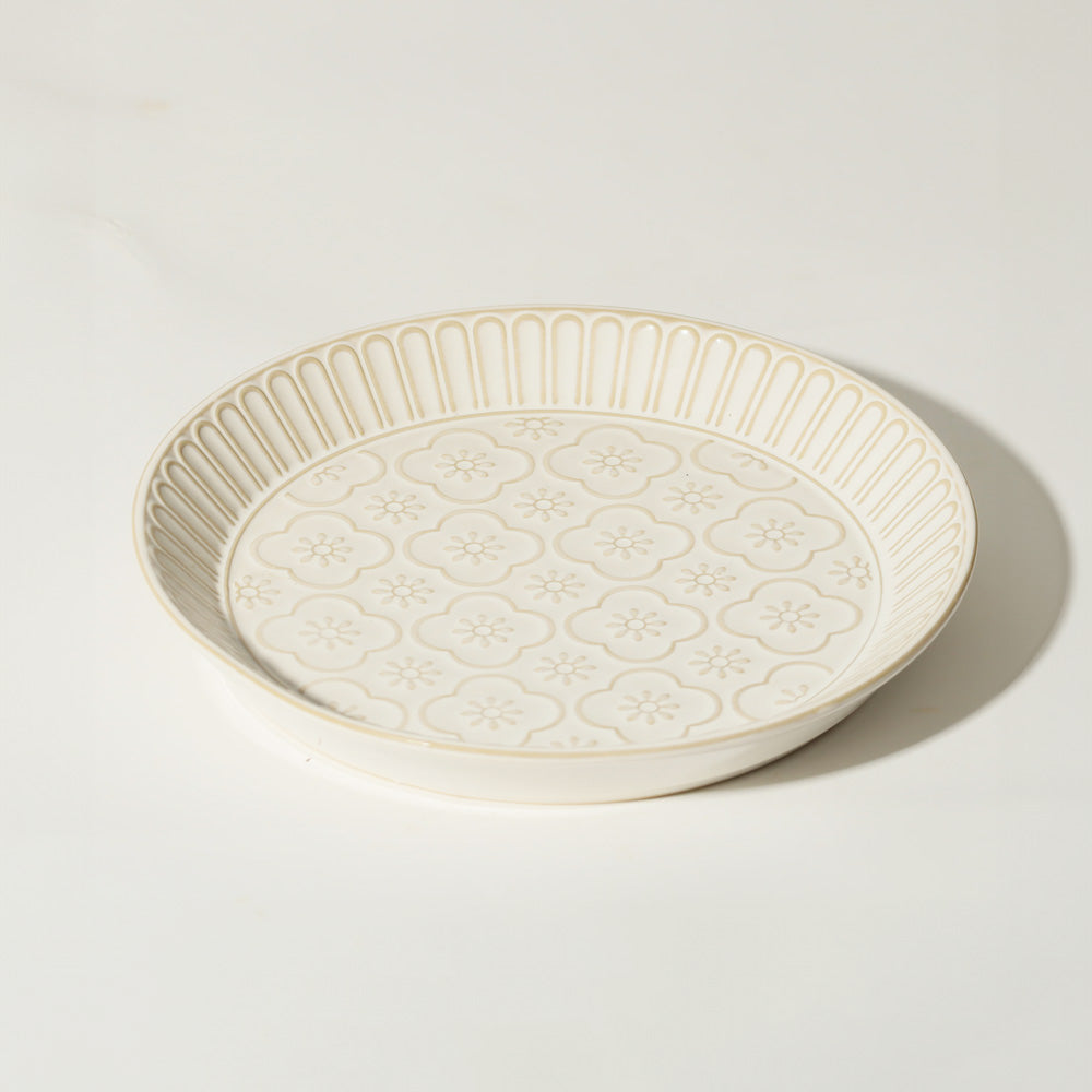 Mosaic Ceramic Medium Plate - Chiffon White