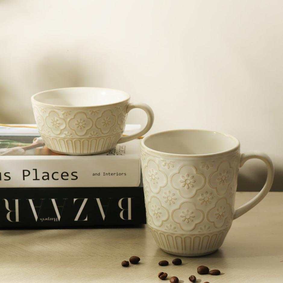 Mosaic Ceramic Tea Cup - Chiffon White