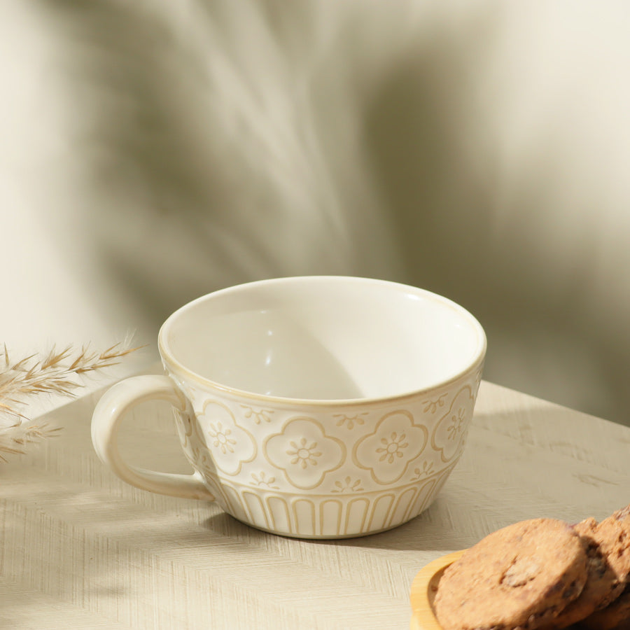 Mosaic Ceramic Tea Cup - Chiffon White