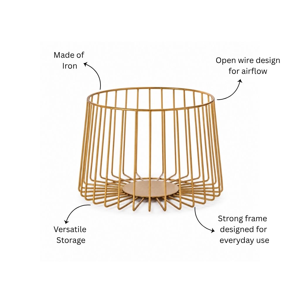 Multi-purpose Metal Basket Tall - Gold