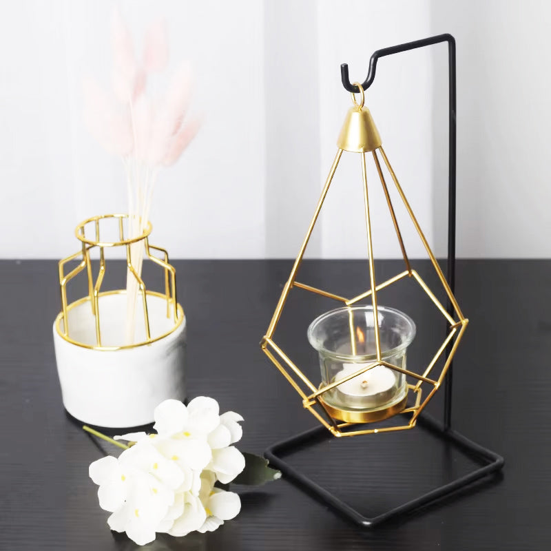 Hanging Tealight Holder - Black Gold