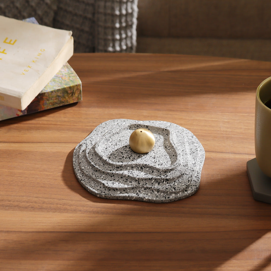Muse Metal & Concrete Incense Holder - Speckled Grey