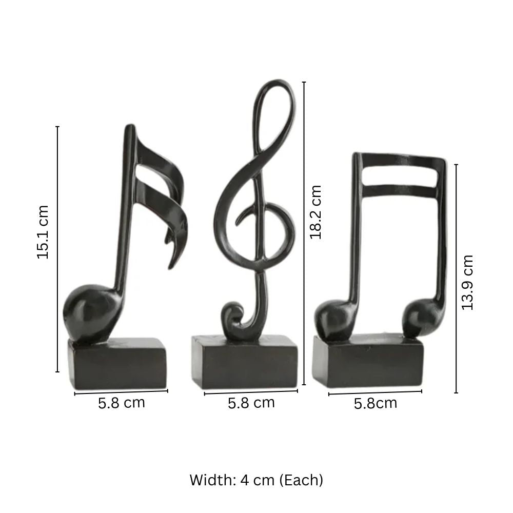 Musical Note Sculptures, Set of 3 - Black