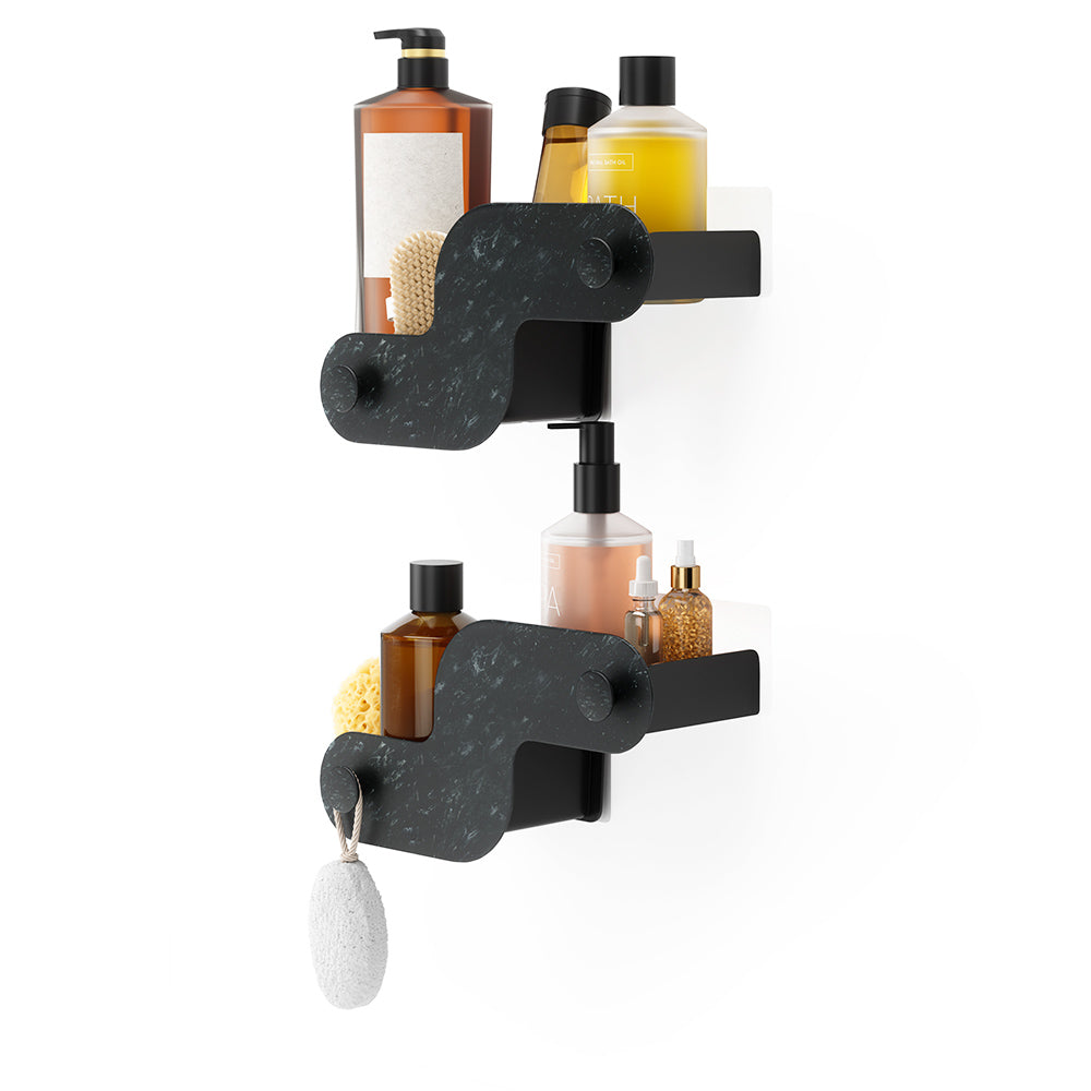 Nami Adhesive Shower Bins, Set of 2 - Ocean Black