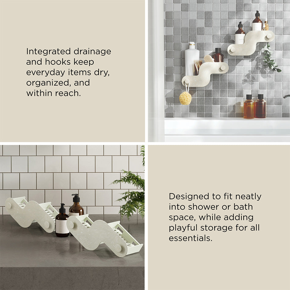 Nami Adhesive Shower Bins, Set of 2 - Ocean Sand