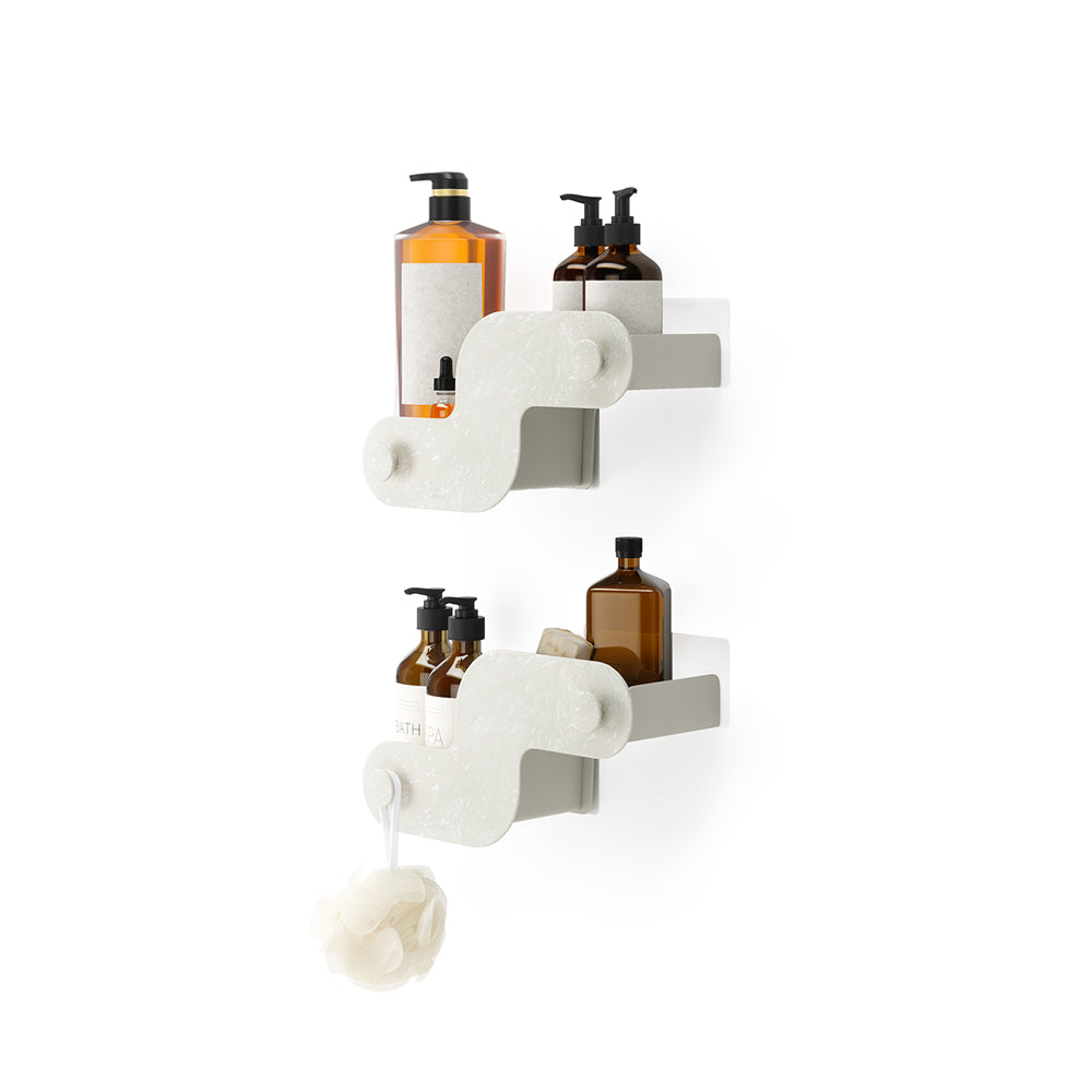 Nami Adhesive Shower Bins, Set of 2 - Ocean Sand