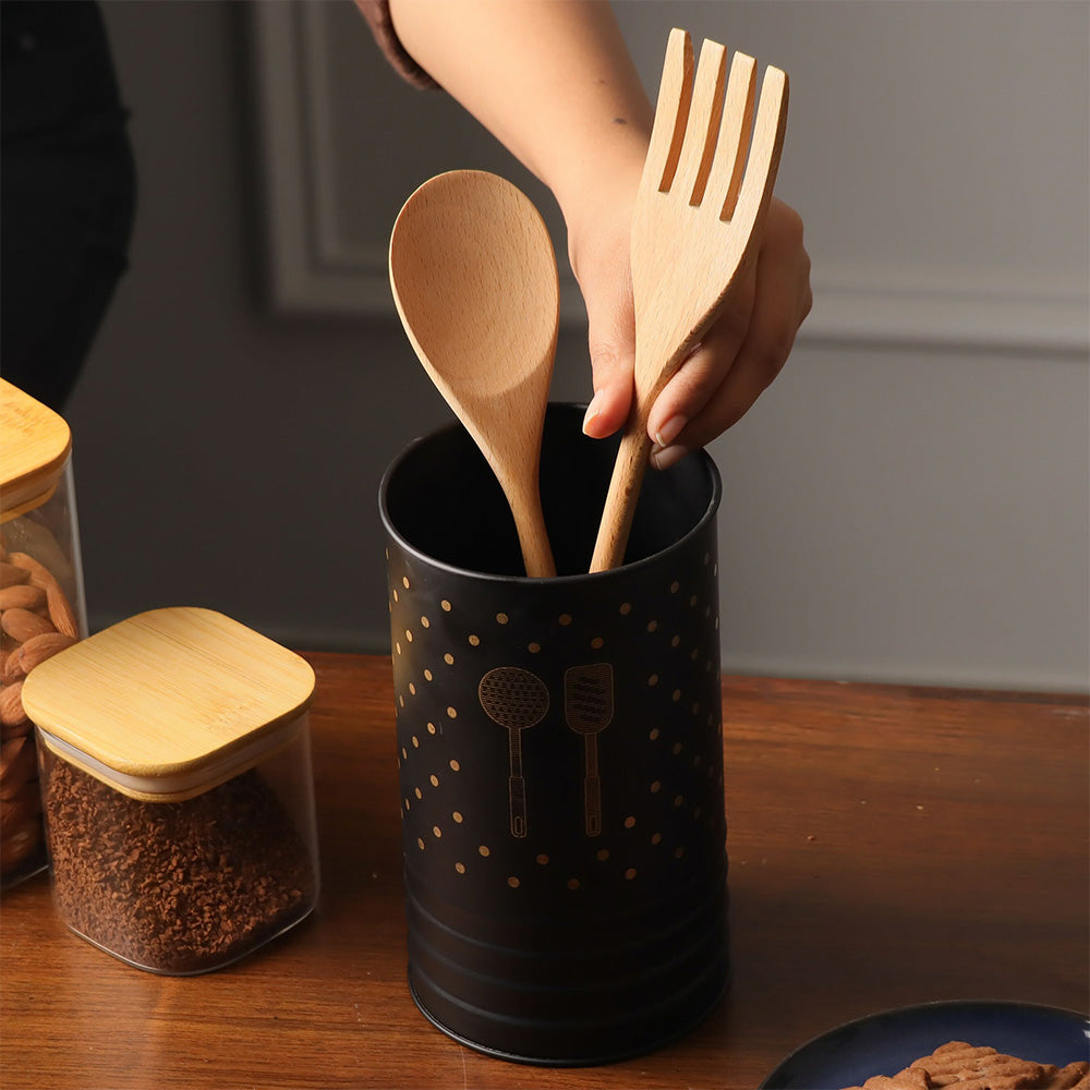 Asilo Metal Utensil Holder - Black Gold