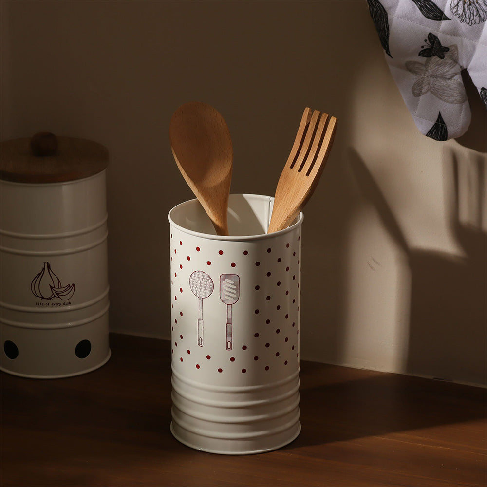 Asilo Metal Utensil Holder - White Red