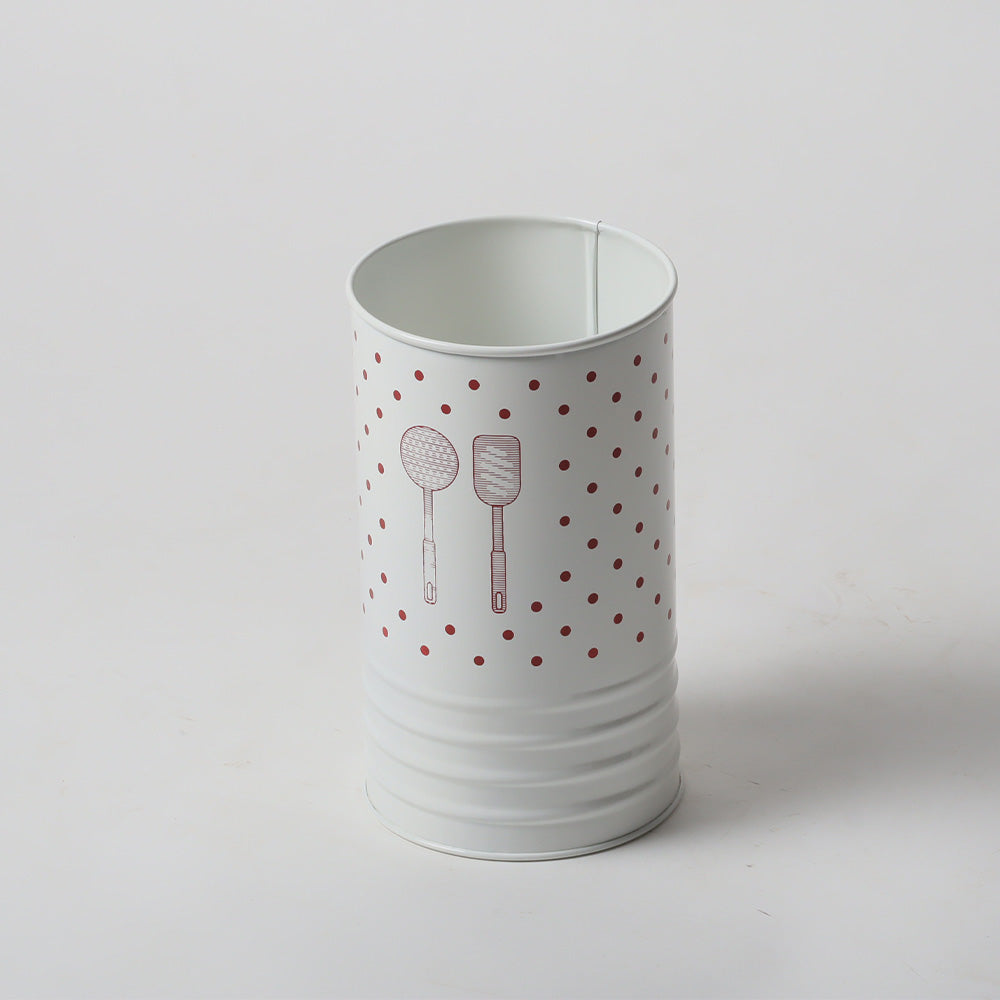 Asilo Metal Utensil Holder - White Red