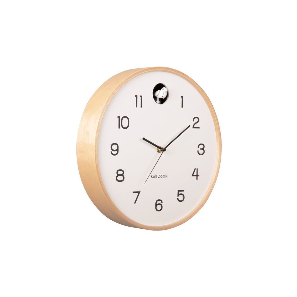 Natural Cuckoo Wall Clock 31cm - White