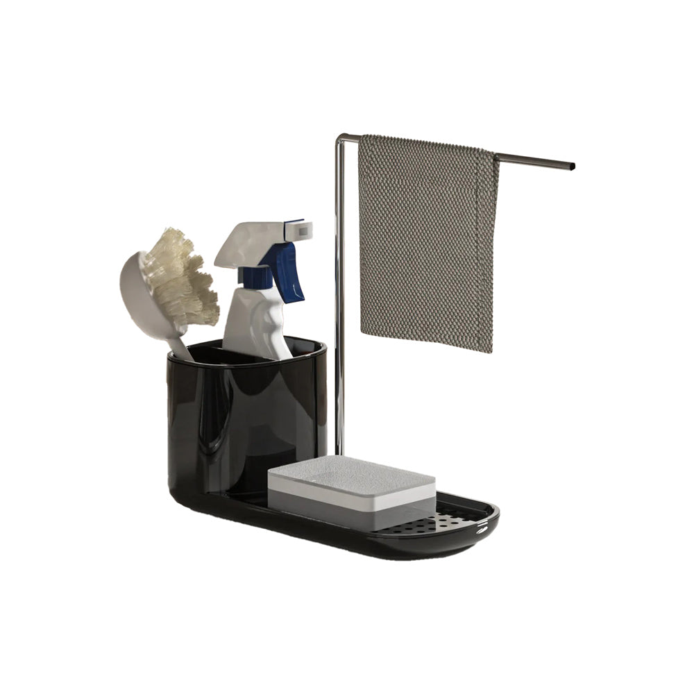 Neat Kitchen Sink Organiser with Towel Rack - Black