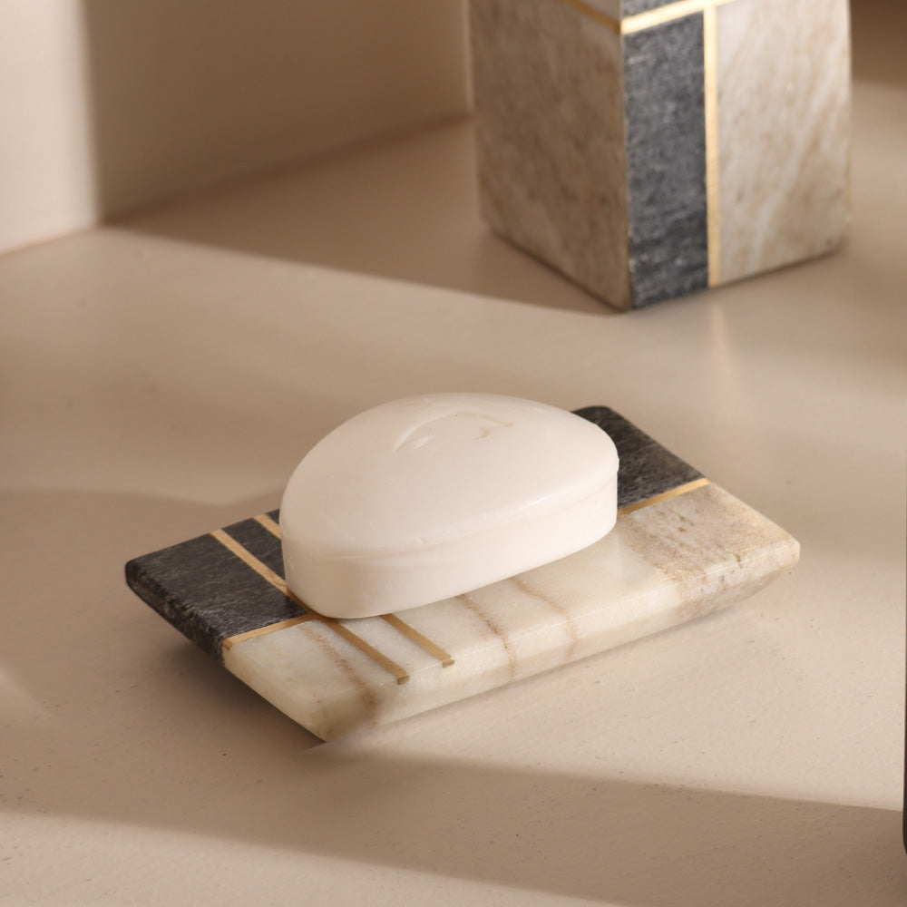 Nera Marble Soap Dish - Beige & Black
