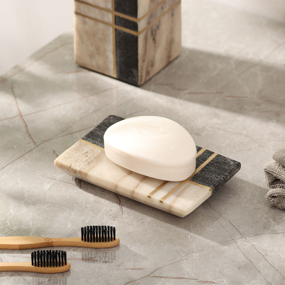 Nera Marble Soap Dish - Beige & Black