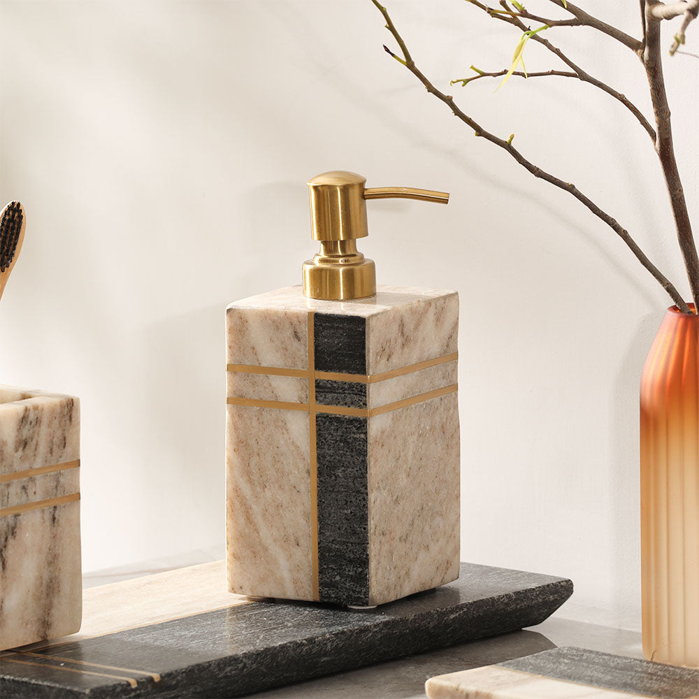 Nera Marble Soap Dispenser - Beige & Black