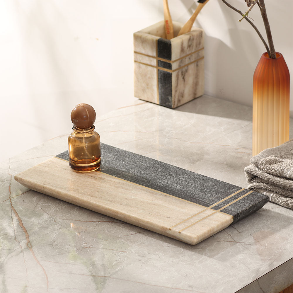 Nera Marble Valet Tray - Beige & Black