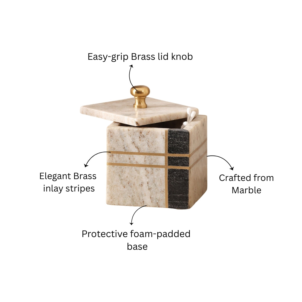 Nera Marble Storage Jar - Beige & Black
