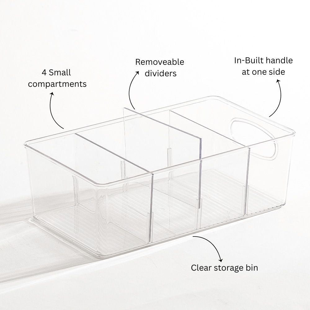 Nest Divided Storage Bin Medium - Clear