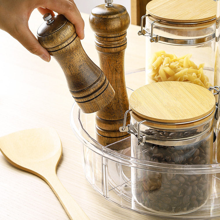 Nest Round Turntable With Dividers - Clear