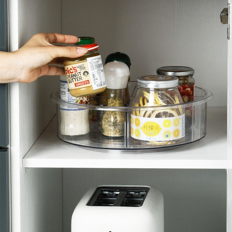 Nest Round Turntable With Dividers - Clear