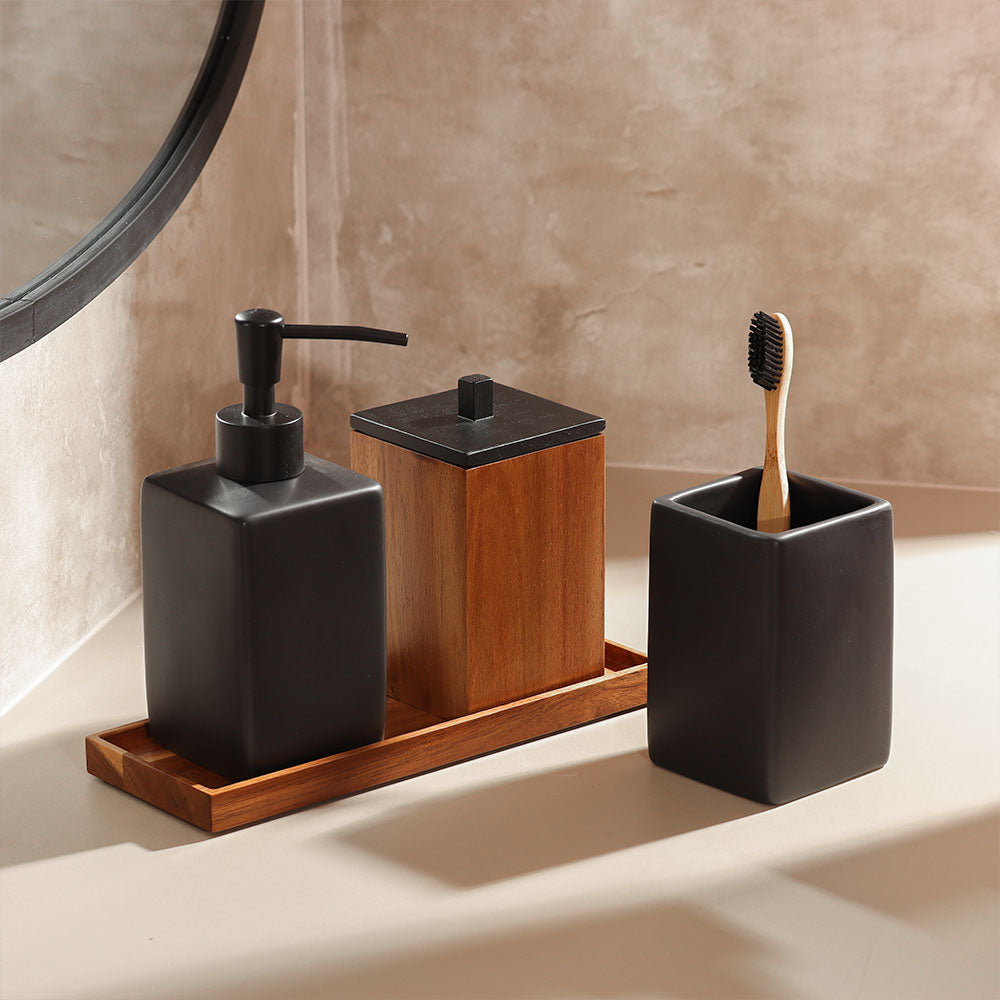 Neva 4-piece Bathroom Set - Black Natural