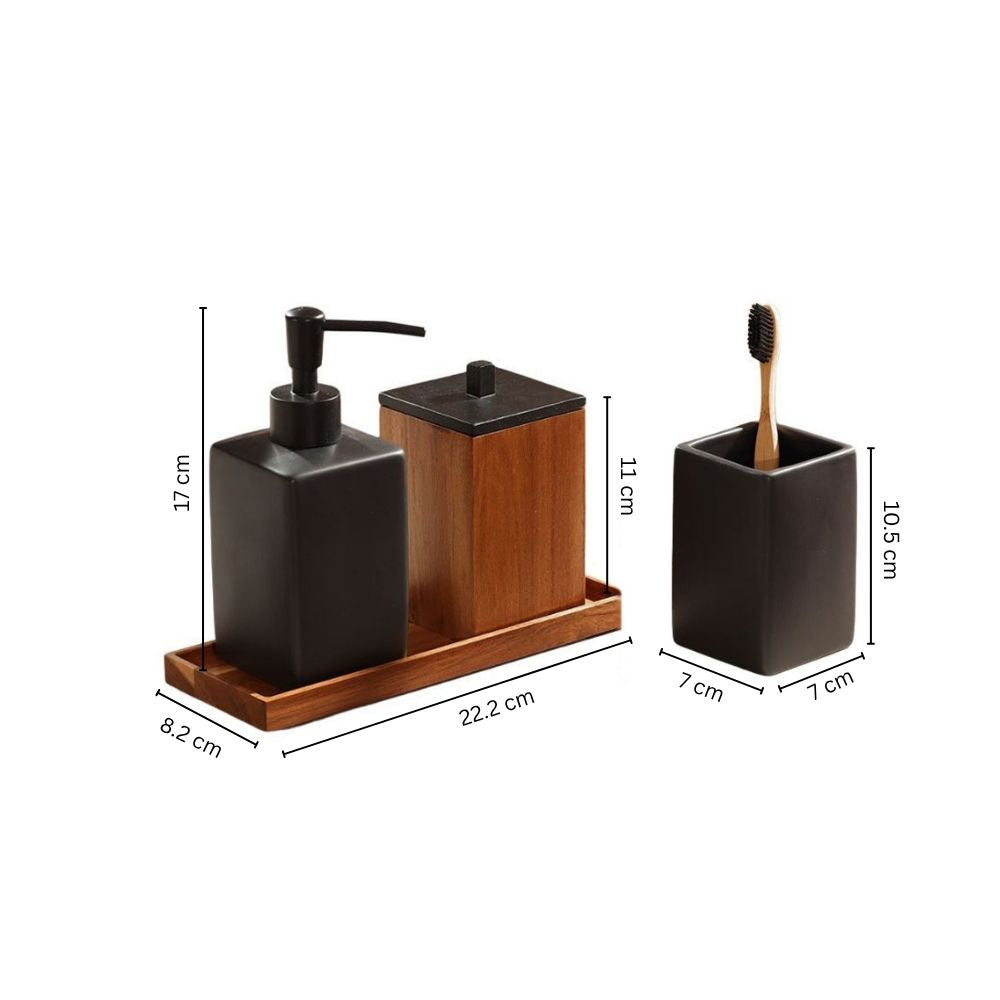 Neva 4-piece Bathroom Set - Black Natural