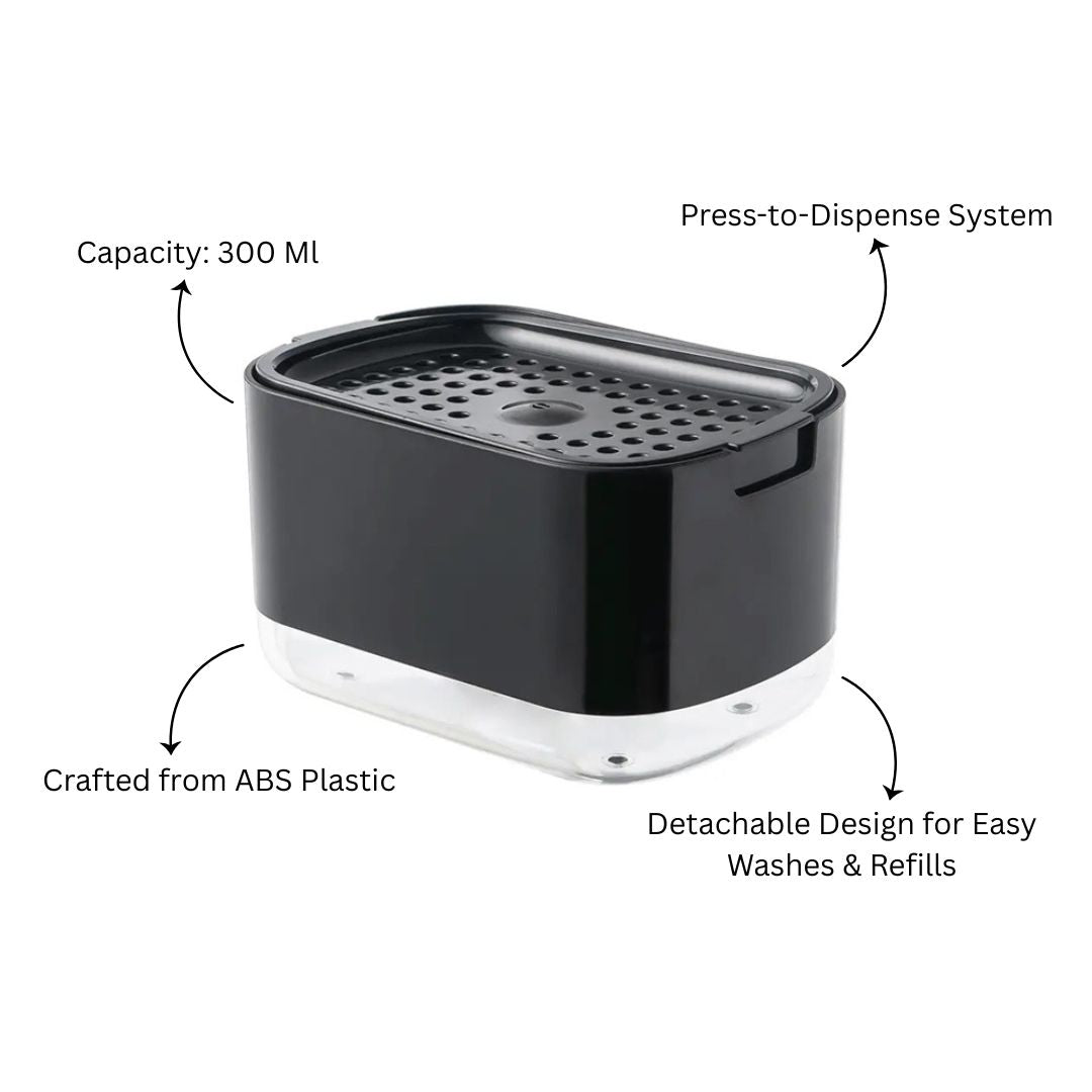 Neat Soap Dispensing Sponge Holder - Black