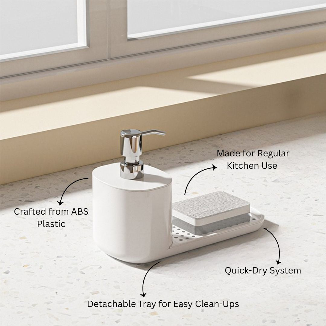 Neat Dish Soap Dispenser with Sponge Rest - White